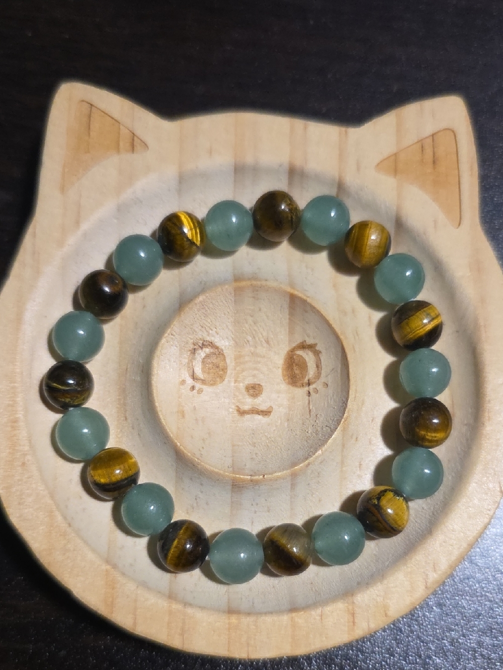Natural Tiger Eye and Green Aventurine Stretch Bracelet | Natural Stone | 8mm